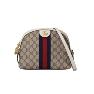 BORSA A SPALLA DONNA OPHIDIA GG SUPREME PICCOLA BEIGE ED EBANO