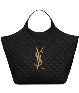 BORSA ICARE GRANDE NERO LOGO ORO