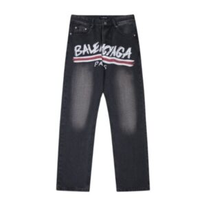 Jeans Balenciaga Paris Black Graphic Logo