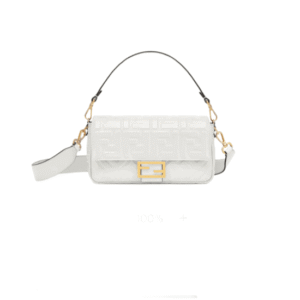 BORSA BAGUETTE MEDIA FF IN PELLE BIANCA