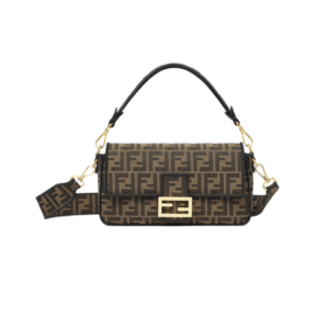 BORSA BAGUETTE IN TESSUTO JACQUARD FF MARRONE