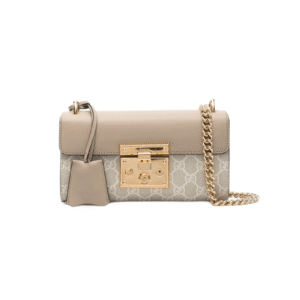 BORSA MINI A TRACOLLA PADLOCK GG SUPREME BIANCO BEIGE AVENA
