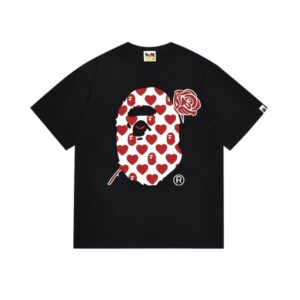 T-shirt BAPE Heart Ape Head Rose Black